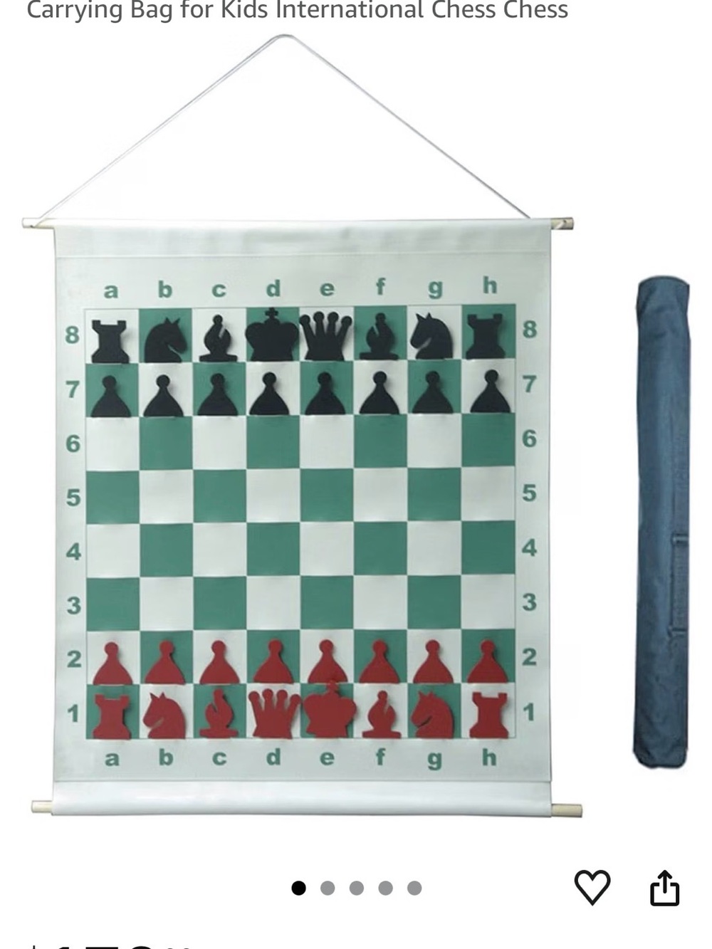 Wall-Mount Magnetic Chess Set with Green and Red Pieces